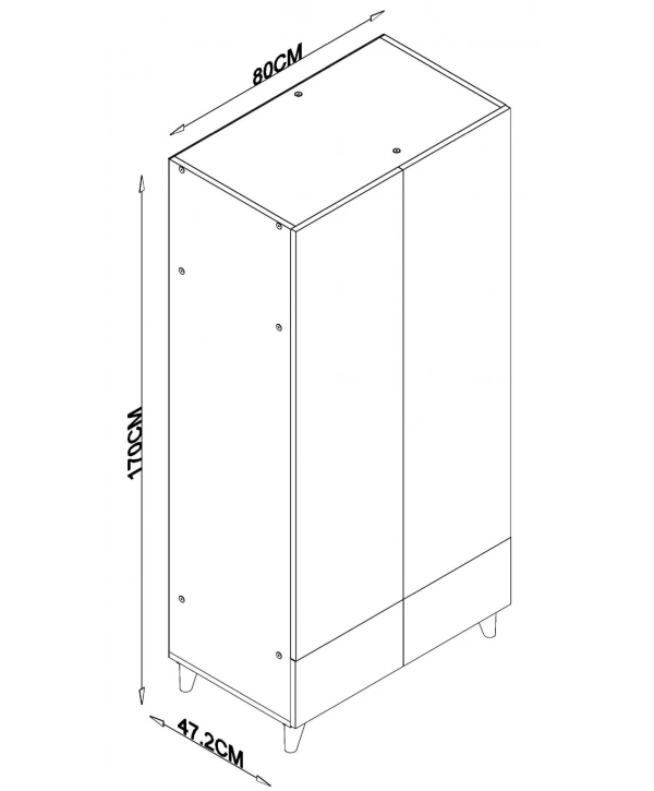Cansu 2 Kapaklı Çekmeceli Gardırop Şifonyer Takımı-Beyaz Meşe