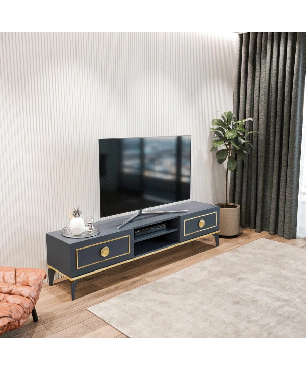 Ceylin Modern 2 Kapaklı Raflı Sehpa Lüx Tv Ünitesi-Antrasit