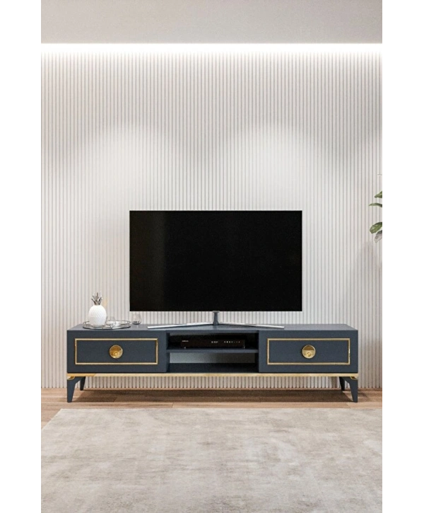 Ceylin Modern 2 Kapaklı Raflı Sehpa Lüx Tv Ünitesi-Antrasit
