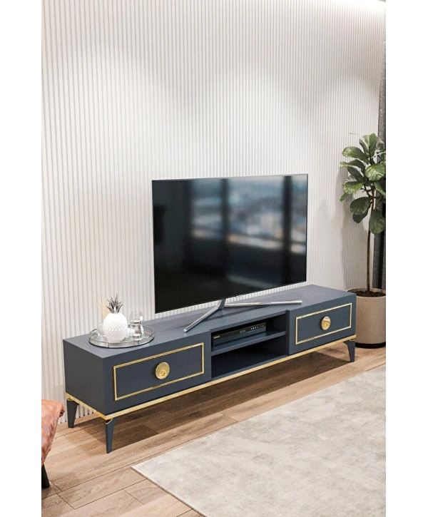 Ceylin Modern 2 Kapaklı Raflı Sehpa Lüx Tv Ünitesi-Antrasit
