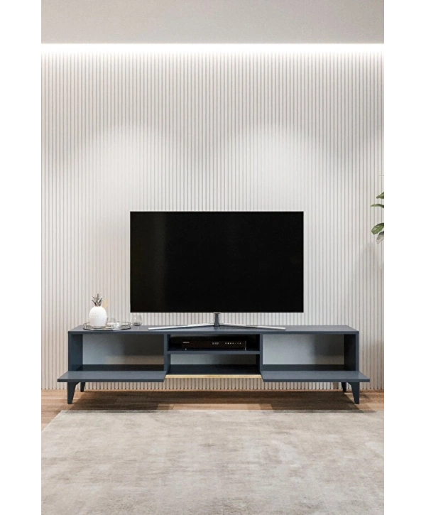 Ceylin Modern 2 Kapaklı Raflı Sehpa Lüx Tv Ünitesi-Antrasit
