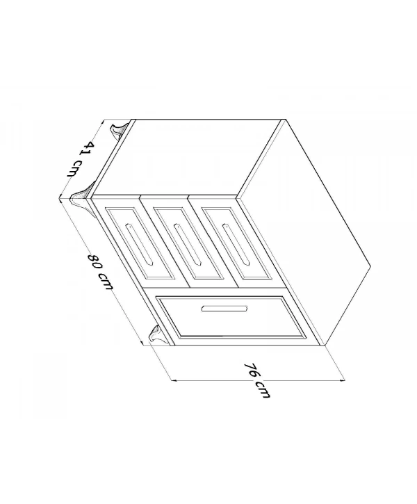 Demet 3 Çekmeceli Kapaklı Lüx Şifonyer-Beyaz Gold