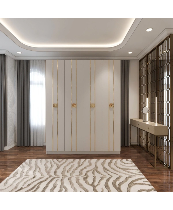 Elif Country 4 Kapaklı 2 Askılıklı Çok Raflı Gardırop Dolap-Beyaz