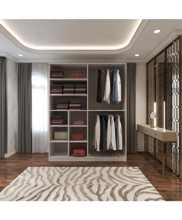 Elif Country 4 Kapaklı 2 Askılıklı Çok Raflı Gardırop Dolap-Beyaz