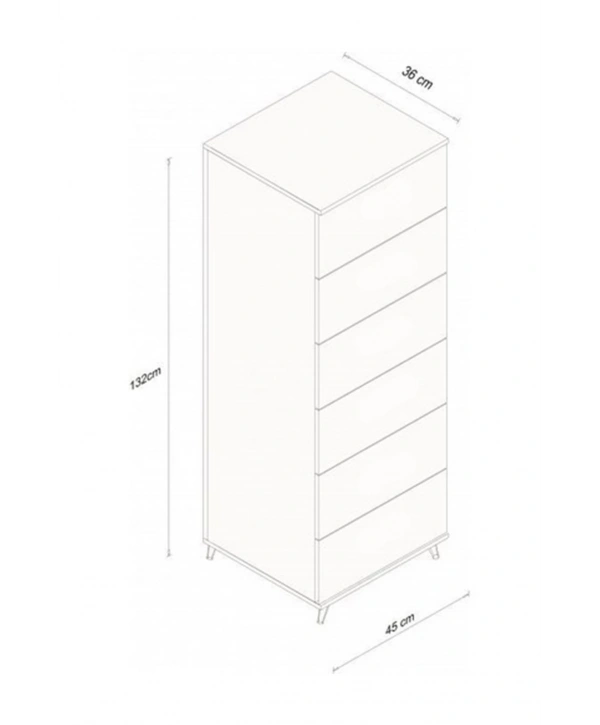 Ezgi 6 çekmeceli Beyaz Şifonyer-Beyaz