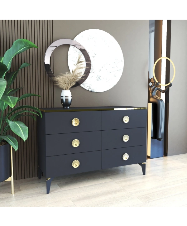 İpek 6 Çekmeceli 120 cm Mega Şifonyer-Antrasit