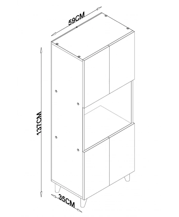 Kale 4 Kapaklı Çok Amaçlı Dolap-Beyaz