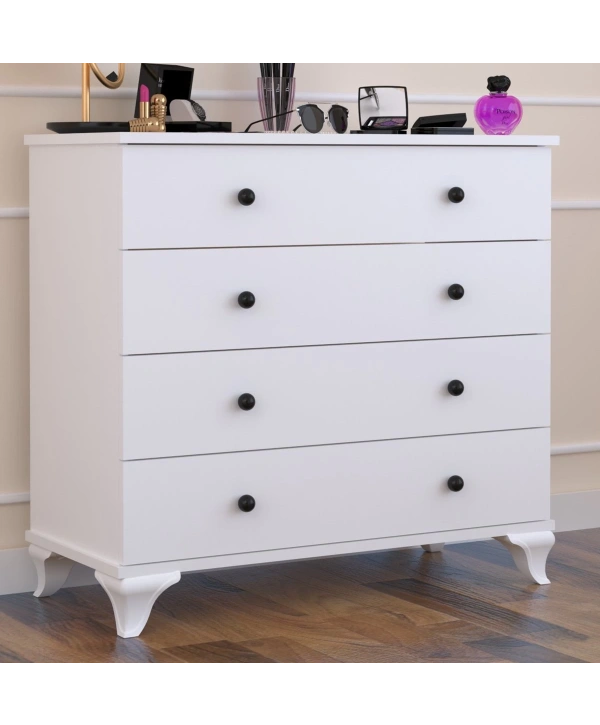Linet 4 Çekmeceli Şifonyer-Beyaz