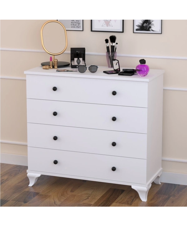 Linet 4 Çekmeceli Şifonyer-Beyaz