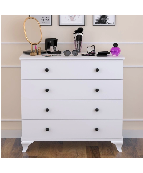 Linet 4 Çekmeceli Şifonyer-Beyaz