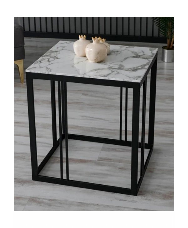 Mercan Orta Sehpa- Mermer Desenli