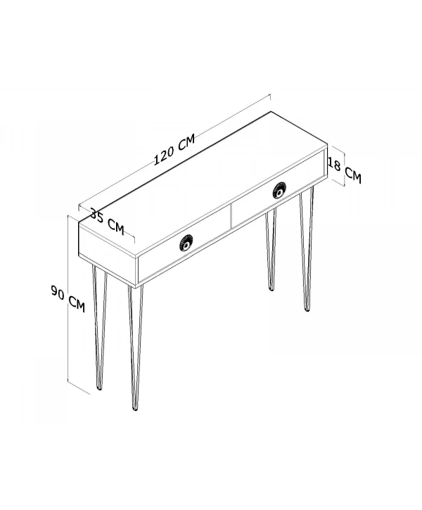 Naz 2 Çekmeceli Dekoratif Lüx Dresuar-Antrasit Gold