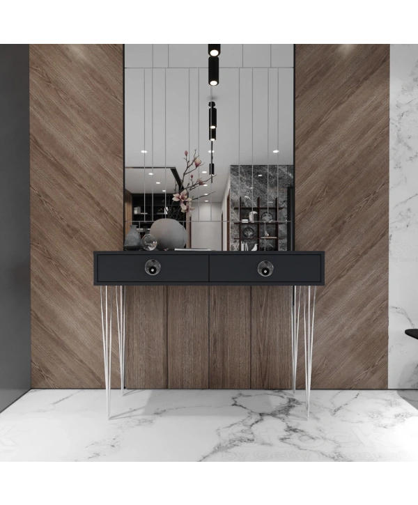 Naz 2 Çekmeceli Dekoratif Lüx Dresuar-antrasit krom