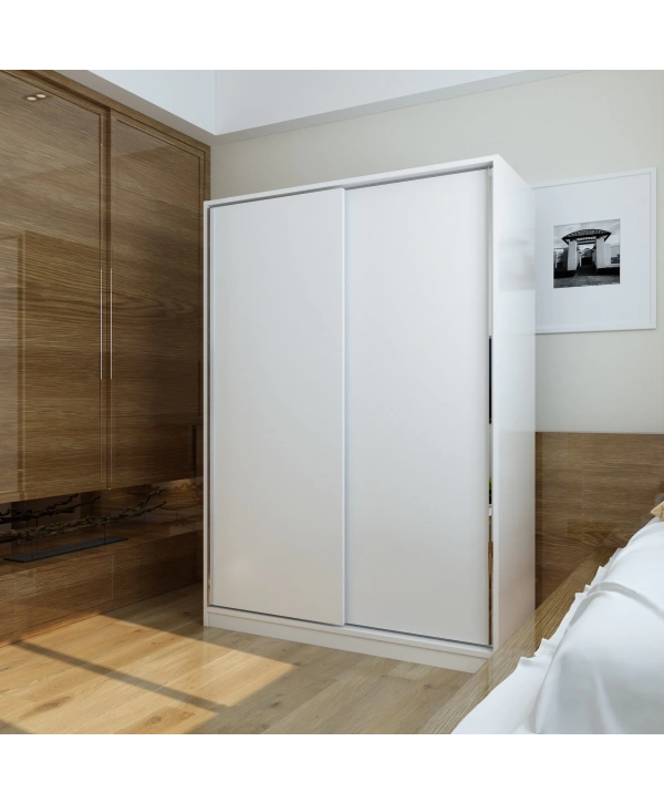 Nisa 2 Kapaklı Sürgülü Lüx Gardırop-Beyaz