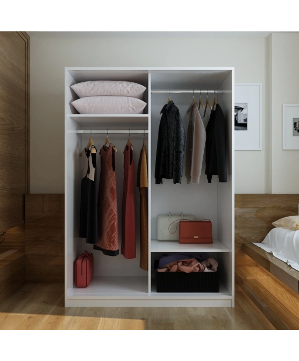 Nisa 2 Kapaklı Sürgülü Lüx Gardırop-Beyaz