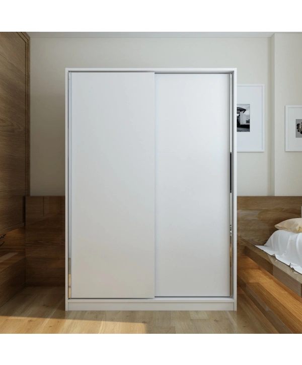 Nisa 2 Kapaklı Sürgülü Lüx Gardırop-Beyaz