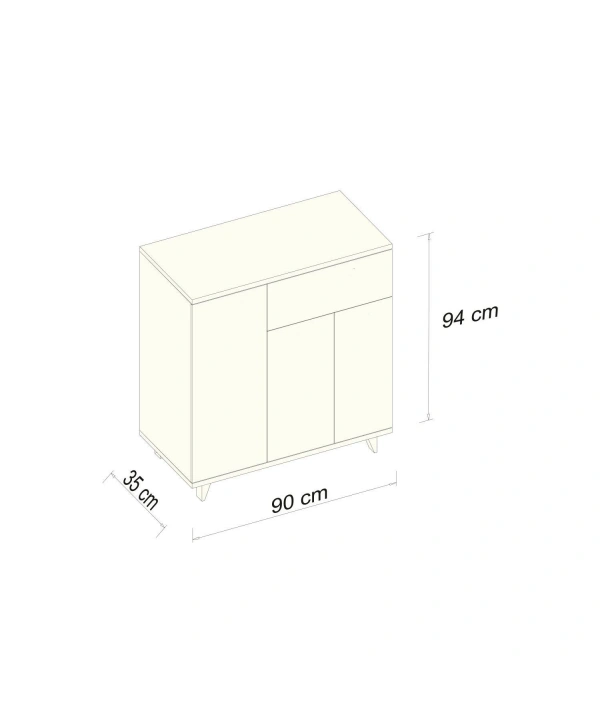 Paris 3 Kapaklı Tek Çekmeceli Ayakkabılık-Beyaz