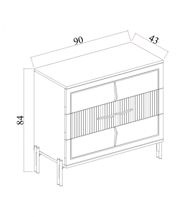 Platin 3 Çekmeceli Şifonyer-Aynasız
