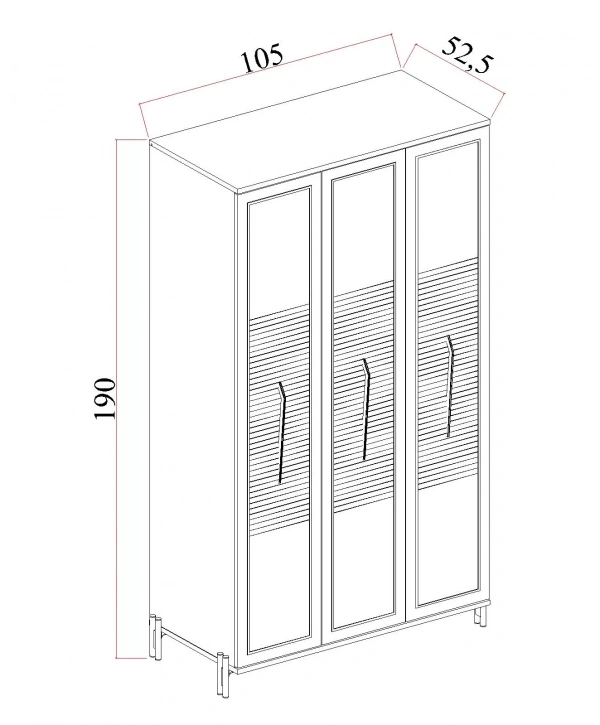 Platin 3 Kapaklı Country Gardırop