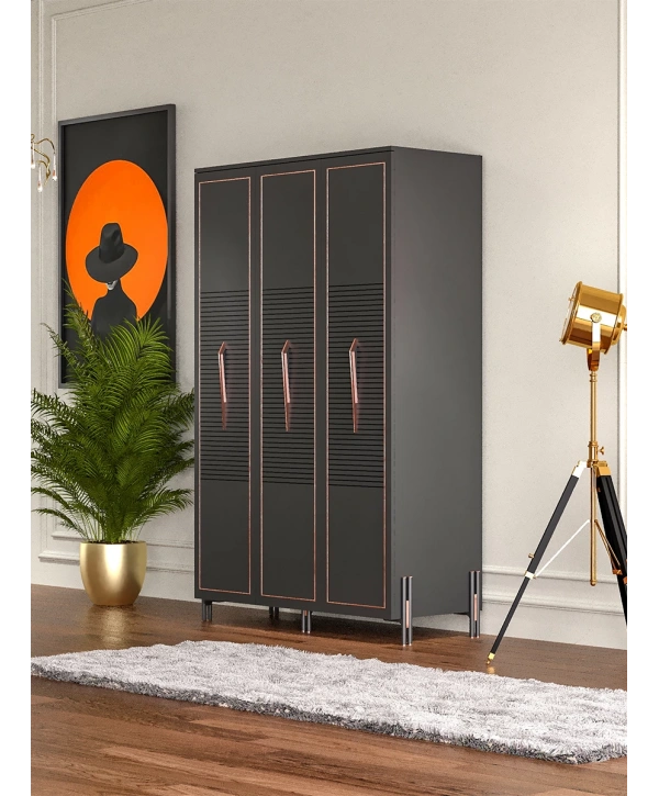 Platin 3 Kapaklı Country Gardırop