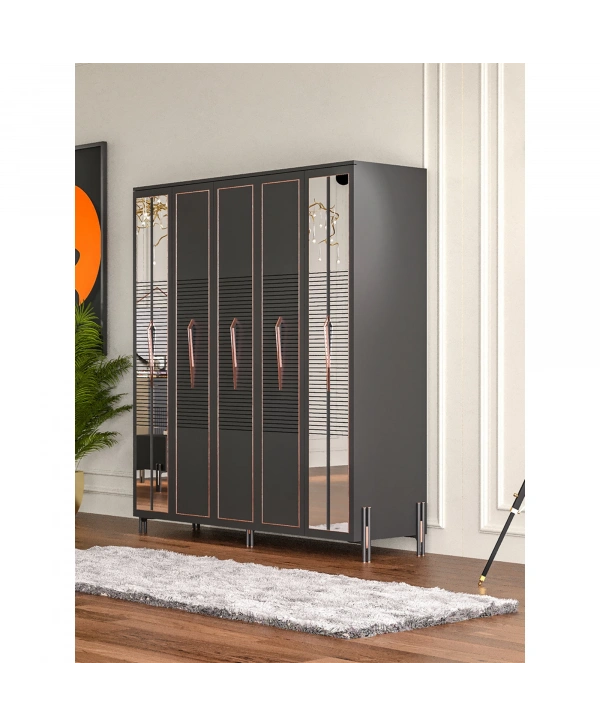 Platin 5 Kapaklı Country Gardırop-antrasit