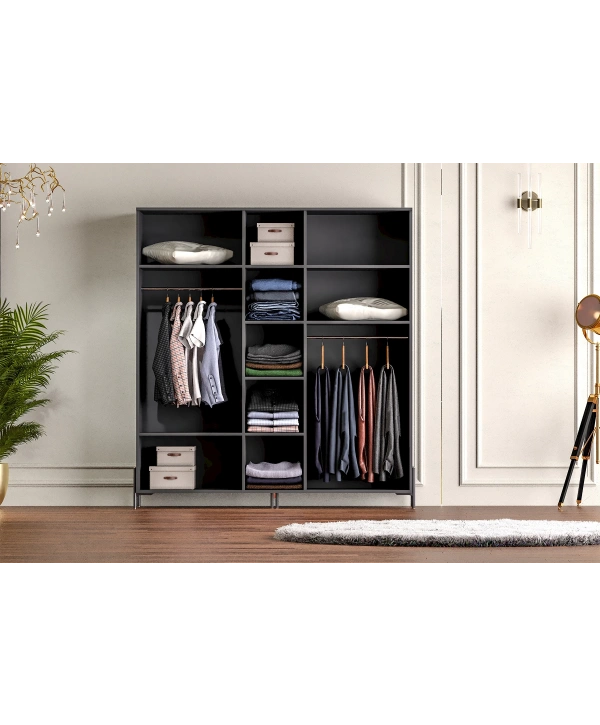 Platin 5 Kapaklı Country Gardırop-antrasit