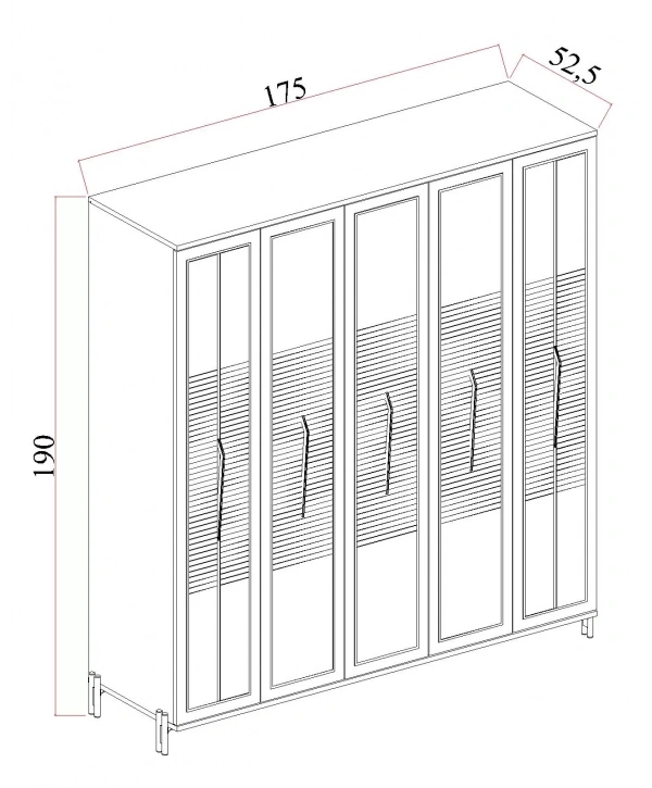Platin 5 Kapaklı Country Gardırop-antrasit