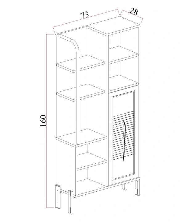 Platin 7 Raflı Lüx Dekoratif Kitaplık