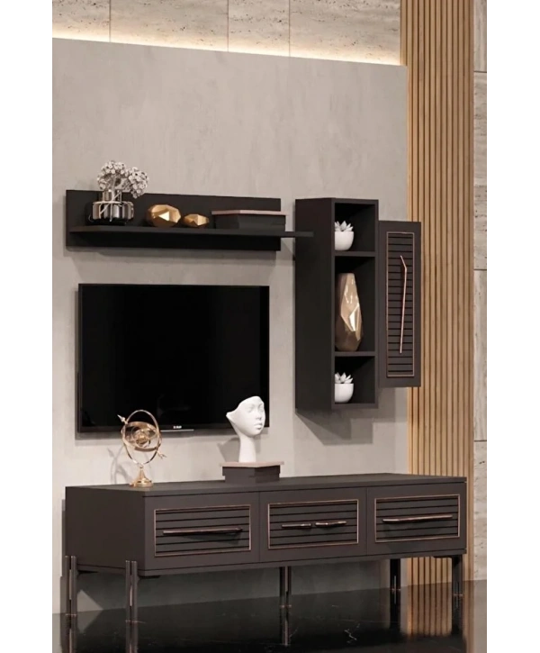 Platin Modern Kitaplıklı Tv Ünitesi