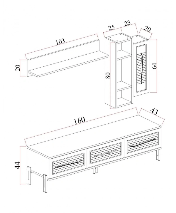 Platin Modern Kitaplıklı Tv Ünitesi