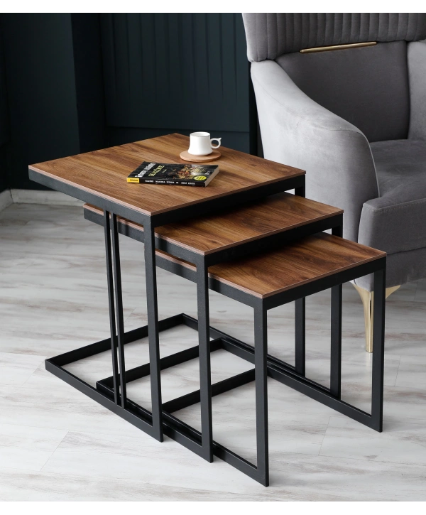 Rana Üçlü Zigon Sehpa -ceviz