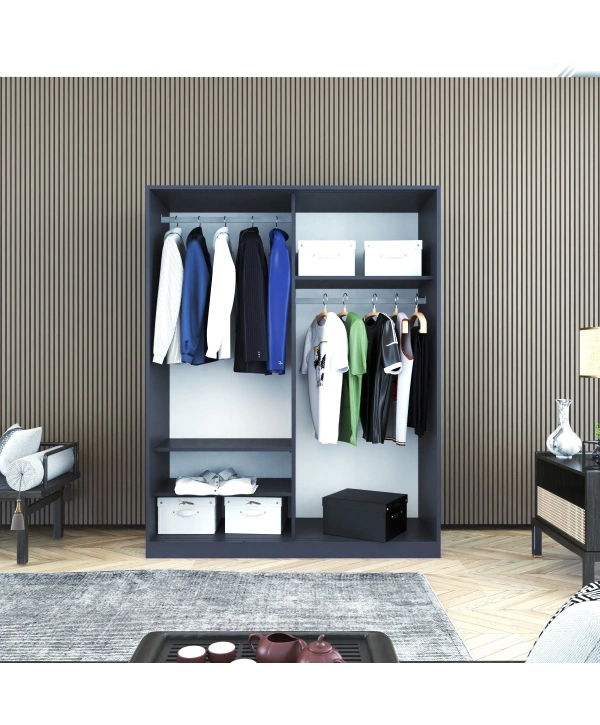 Sedef 2 Kapaklı Sürgülü Antrasit Gardırop-Antrasit