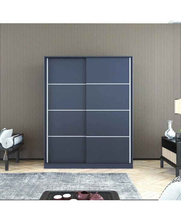 Sedef 2 Kapaklı Sürgülü Antrasit Gardırop-Antrasit