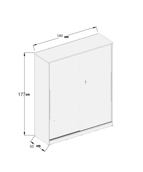 Sedef 2 Kapaklı Sürgülü Antrasit Gardırop-Antrasit
