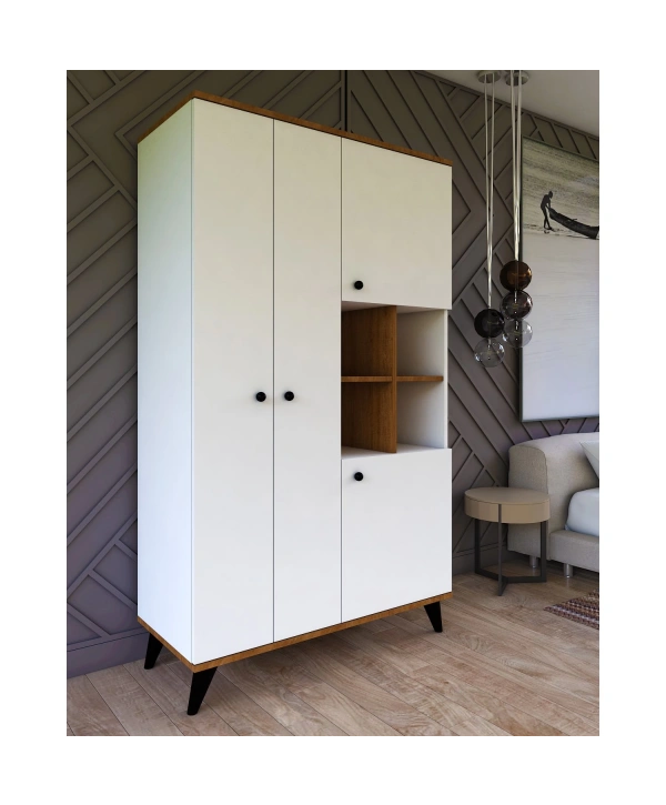 Sıla 4 Kapaklı Askılıklı Raflı Gardırop-Beyaz