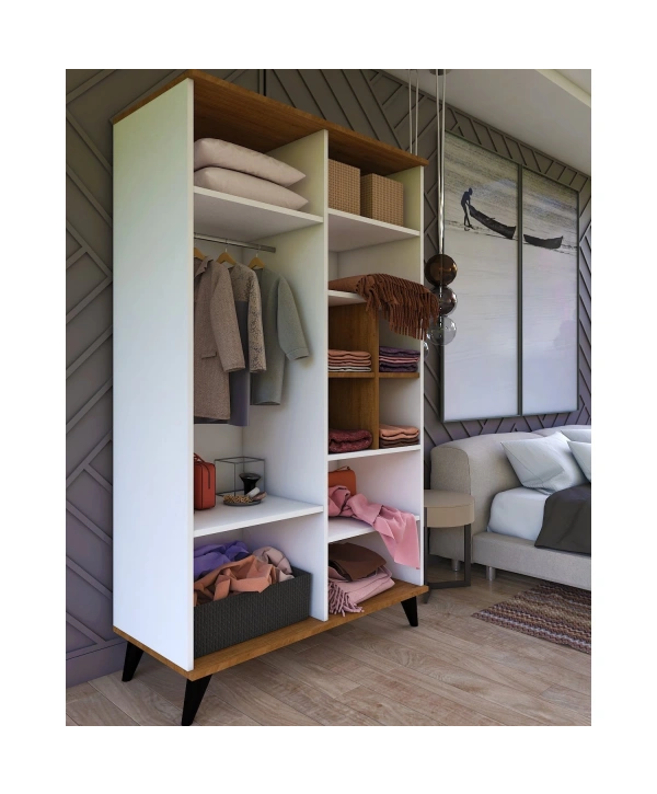 Sıla 4 Kapaklı Askılıklı Raflı Gardırop-Beyaz