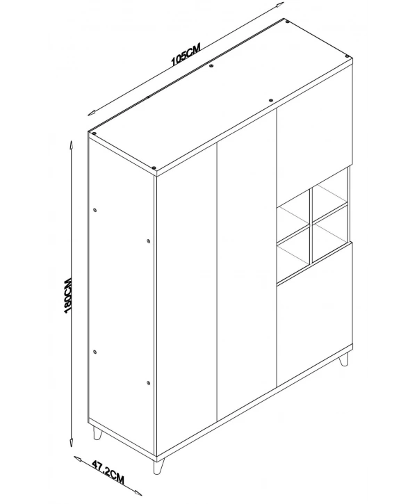 Sıla 4 Kapaklı Askılıklı Raflı Gardırop-Beyaz