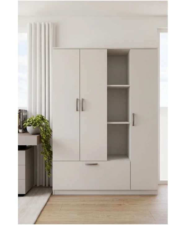 Tocco -Alya 4 Kapaklı Gardırop-Beyaz