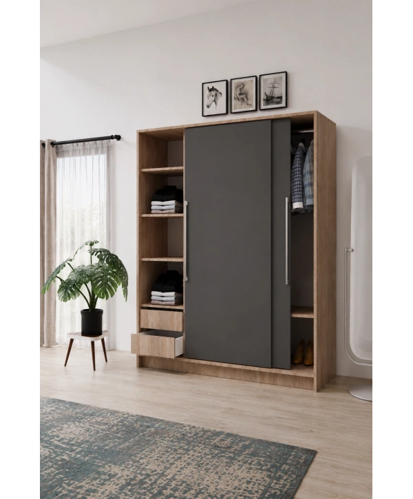 Tocco -Safir sürgülü Gardırop -Sonomo Antrasit
