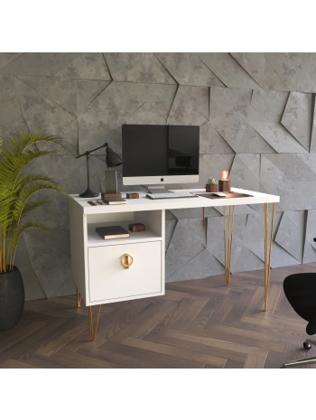 Arya Metal Ayaklı Çalışma Masası-Beyaz