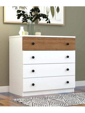 Aslı 4 Çekmeceli Şifonyer-Beyaz Meşe