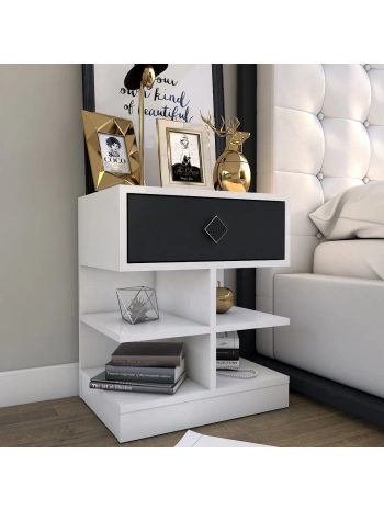 Asya Tek Çekmeceli Raflı Komidin-Antrasit