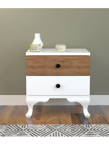 Aymira 2 Çekmeceli Komidin-Beyaz Meşe