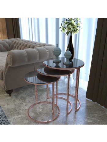 Beyza Lüx 3 lü Zigon Sehpa-Gold