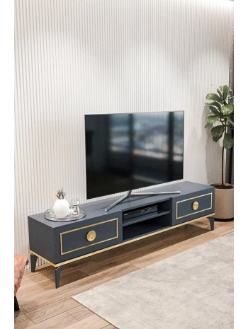 Ceylin Modern 2 Kapaklı Raflı Sehpa Lüx Tv Ünitesi-Antrasit