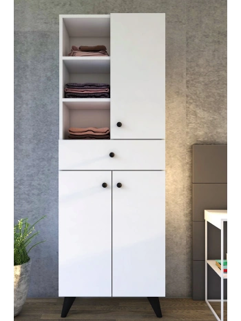 Deniz 3 Kapaklı Tek Çekmeceli Çok Amaçlı Dolap-Beyaz
