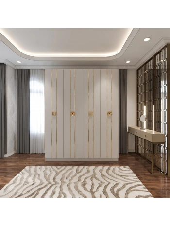 Elif Country 4 Kapaklı 2 Askılıklı Çok Raflı Gardırop Dolap-Beyaz