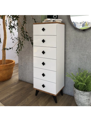 Ezgi 6 çekmeceli Beyaz Şifonyer-Beyaz