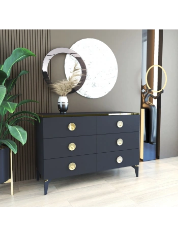 İpek 6 Çekmeceli 120 cm Mega Şifonyer-Antrasit