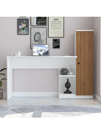 Melis Kitaplıklı Raflı Çok Amaçlı Çalışma-Masası Meşe